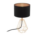 Eglo Table Lamp Carlton 2 Steel Copper Black | IP20 - Suitable for 1x E14 