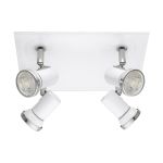 Eglo Ceiling Light Tamara 1 Steel White Chrome 4x2.8W 4x250lm - 830 Warm White | IP44 - Incl. 4x GU10