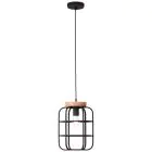 Brilliant Gwen Pendant Metal Wood Black | 250mm - Suitable for 1x E27